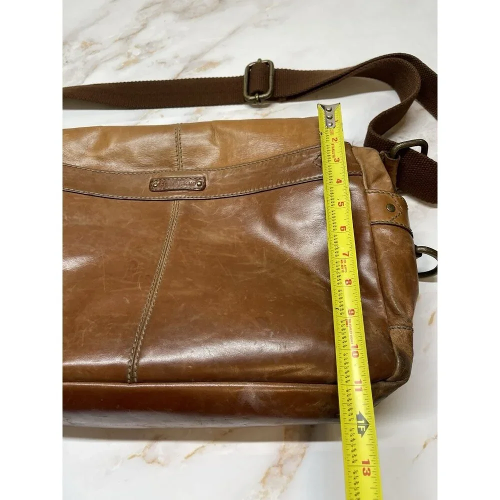 Fossil Brown Leather Magnetic Laptop Messenger Briefcase Bag Distressed